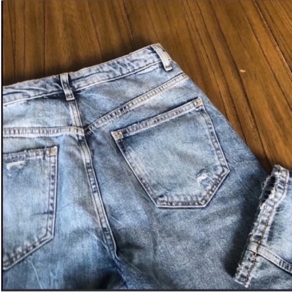 Free People high rise straight leg distressed jeans